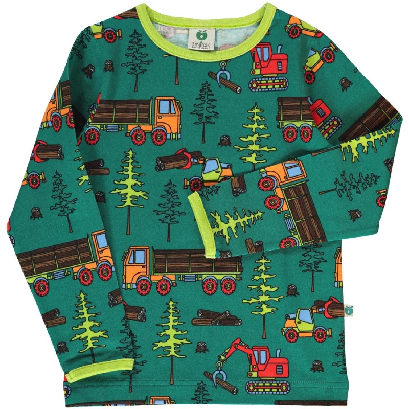 Småfolk Petroleum Green Long Sleeve Blouse With Machines