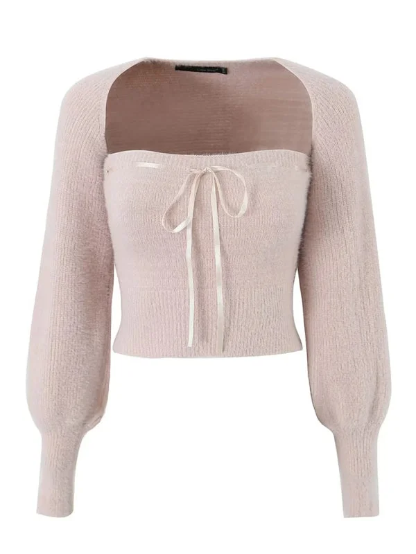 Knitted Long Sleeve Bolero and Tube Top