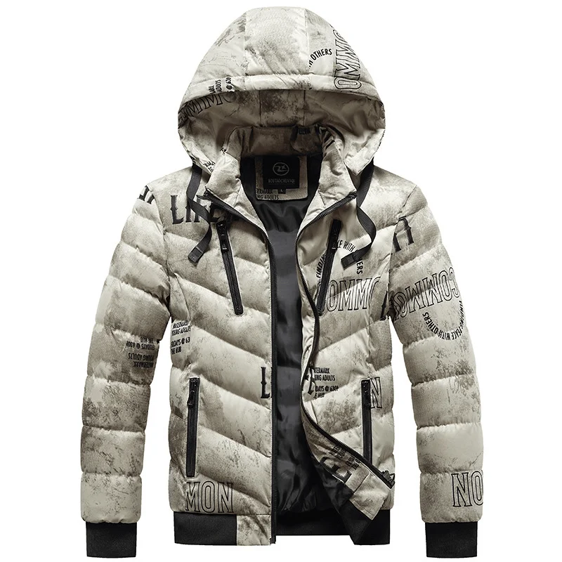 Men'S Winter Hooded plus Fleece Padded Coat