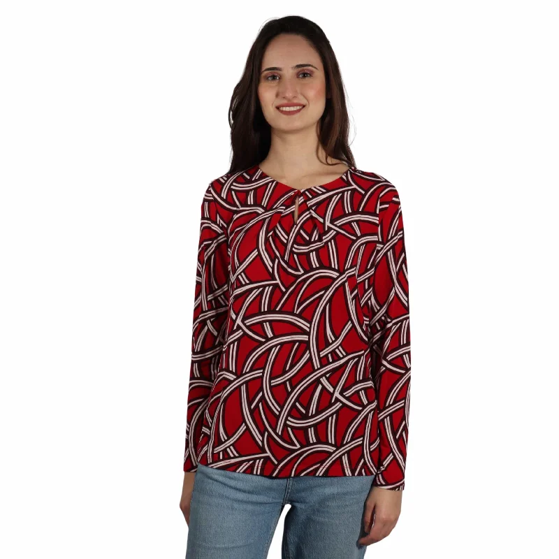 LIZ CLAIBORNE - Keyhole Neck Long Sleeve Blouse