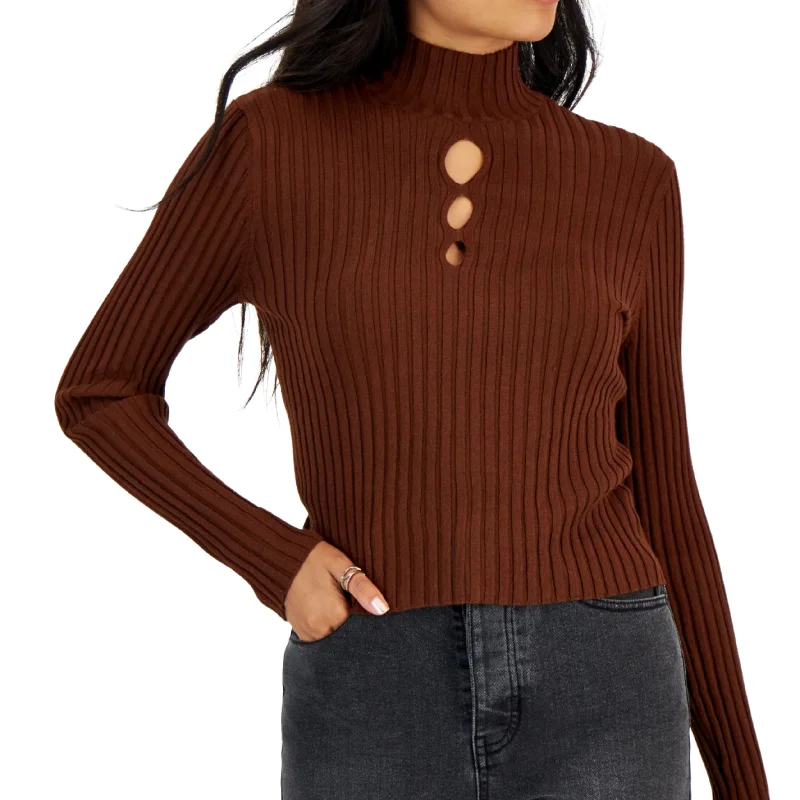 SUGAR MOON - Long Sleeve Mock Neck Cut-Out Top