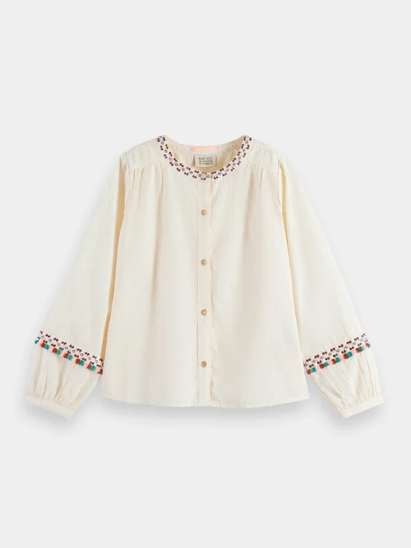 Kids - Embroidered long sleeved blouse