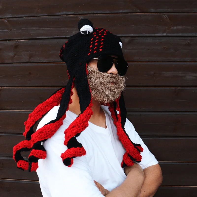 Octopus Hat Octopus Knitted Wool Hat plus Beard