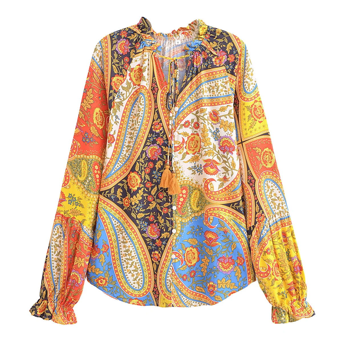 Festival Spirit Boho Floral Print Long Sleeve Blouse