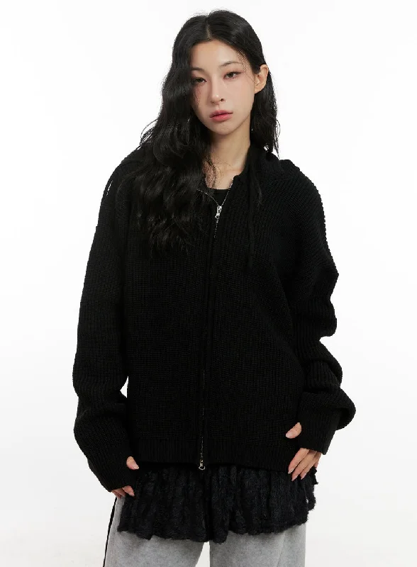 Oversized Knit Hooded Sweater CN416