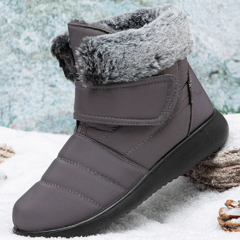 Women Large Size Warm Lined Hook Loop plus Velvet Ankle Snow Boots