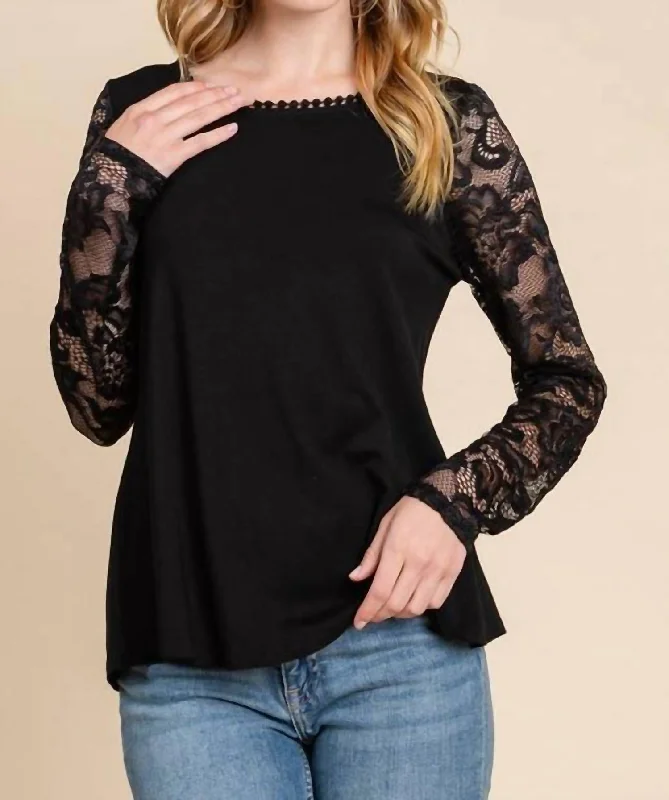 Lacey Long Sleeve Top In Black