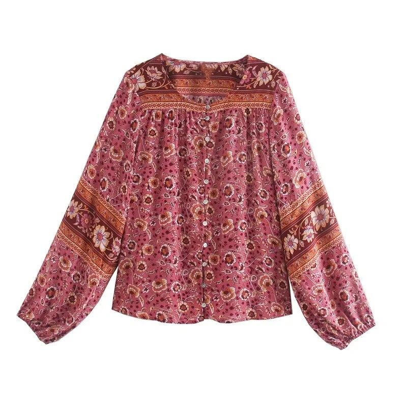 Rosewood Boho Floral Print Long Sleeve Blouse