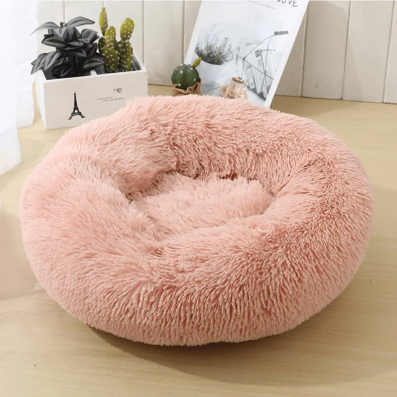 Super Soft Pet Bed Winter Warm Sleeping Bed for Dogs Kennel Dog round Cat Long Plush Puppy Cushion Mat Portable Pet Supplies