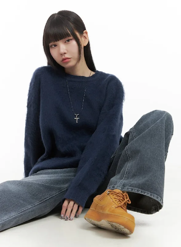 Oversized Fuzy Soft Knit Sweater OO401