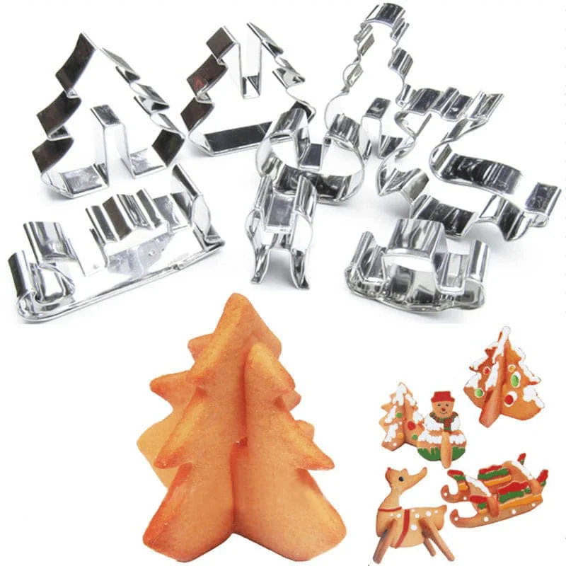 Honana 8PCS 3D Christmas Scenario Cookie Cutter Mold Set Stainless Steel Fondant Cake Mould