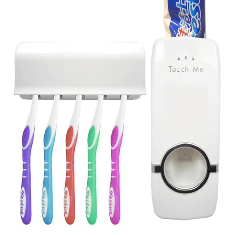 Honana BX-421 Wall Mounted Automatic Toothpaste Dispenser with Five Toothbrush Holder Set Bathroom