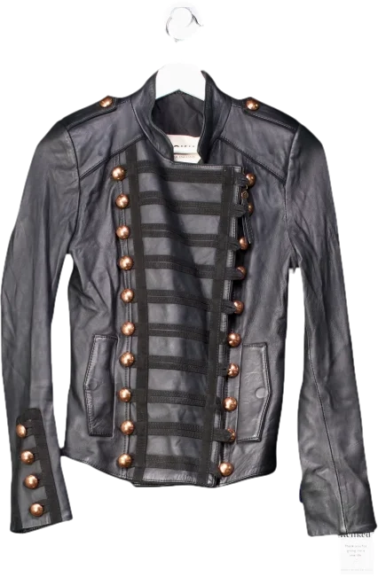 Boda Skins Black Military Leather Jacket UK 6