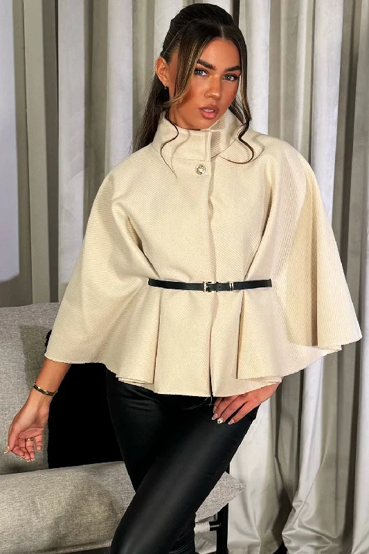 Cape With Belt Beige