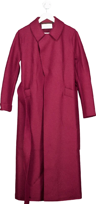 Harris Wharf London Burgundy Wool Overcoat 42 IT UK 12