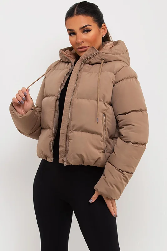 Hooded Puffer Jacket Beige