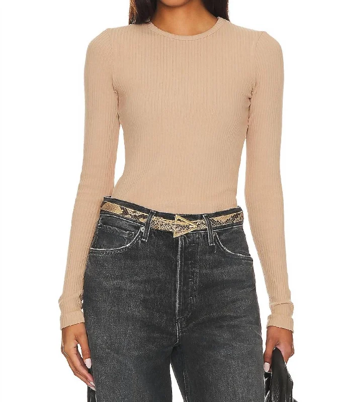 Alma Shrunken Crew Neck Top In Wafer