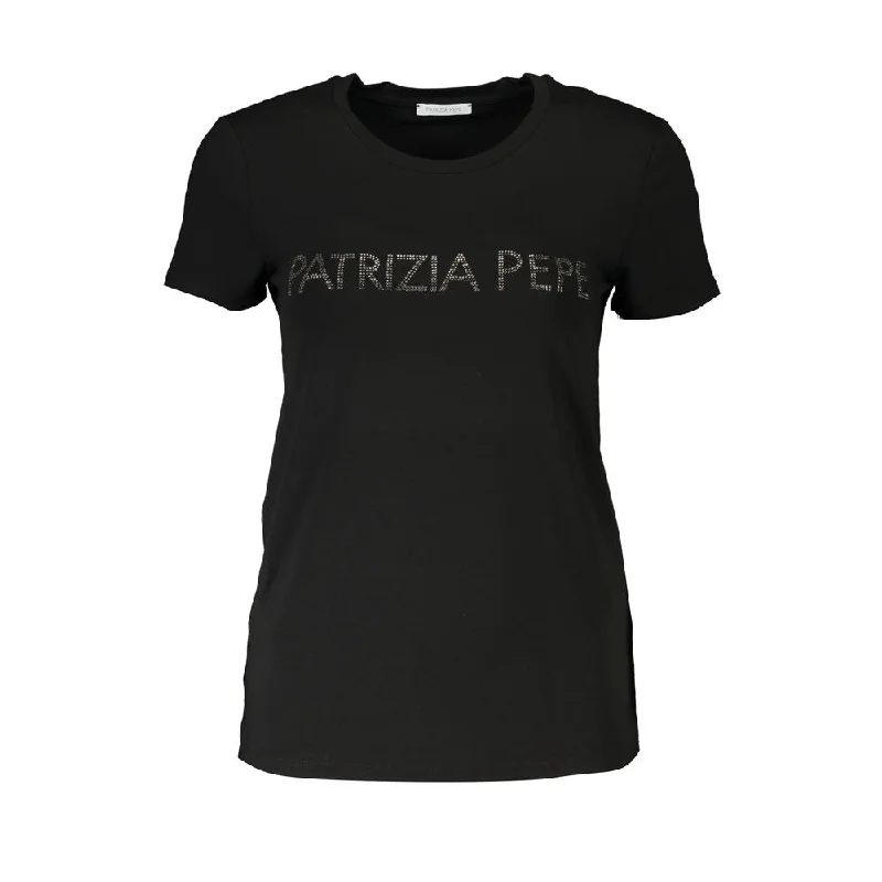 Patrizia Pepe Chic Rhinestone Crew Neck Women's Tee