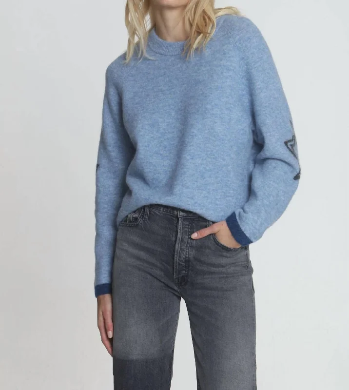 Darling Cozy Crew Top In Sky