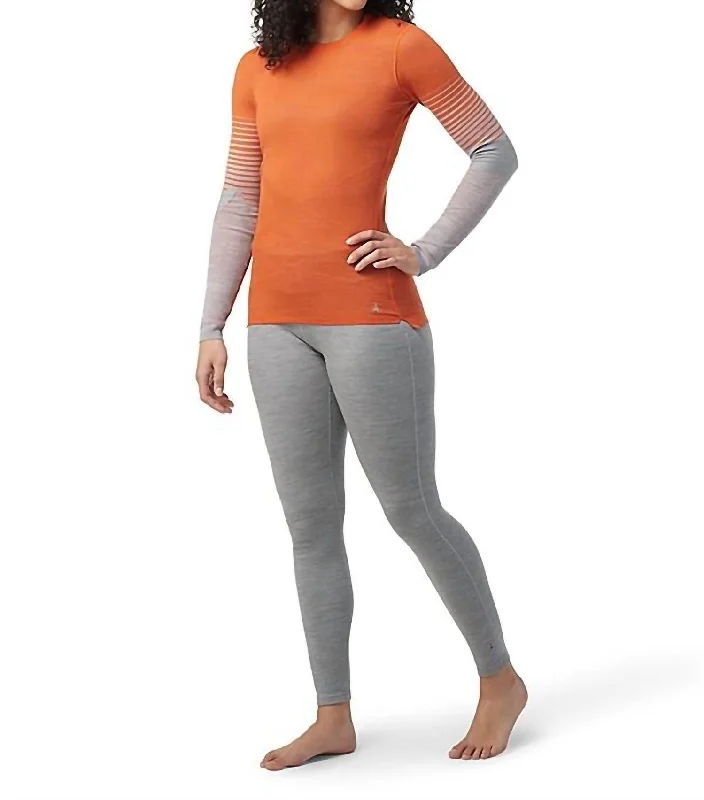 Intraknit Thermal Merino Base Layer Pattern Crew in Orange Rust Heather