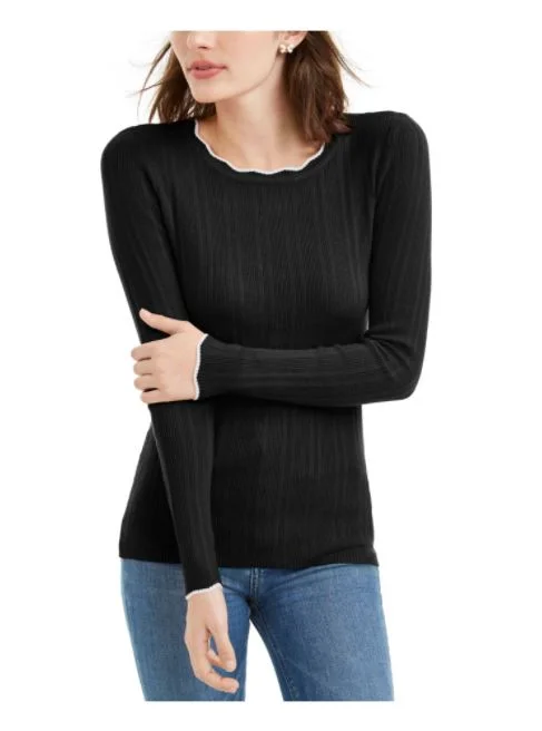 Maison Jules Women's Ribbed Sweater Black Size X-Small