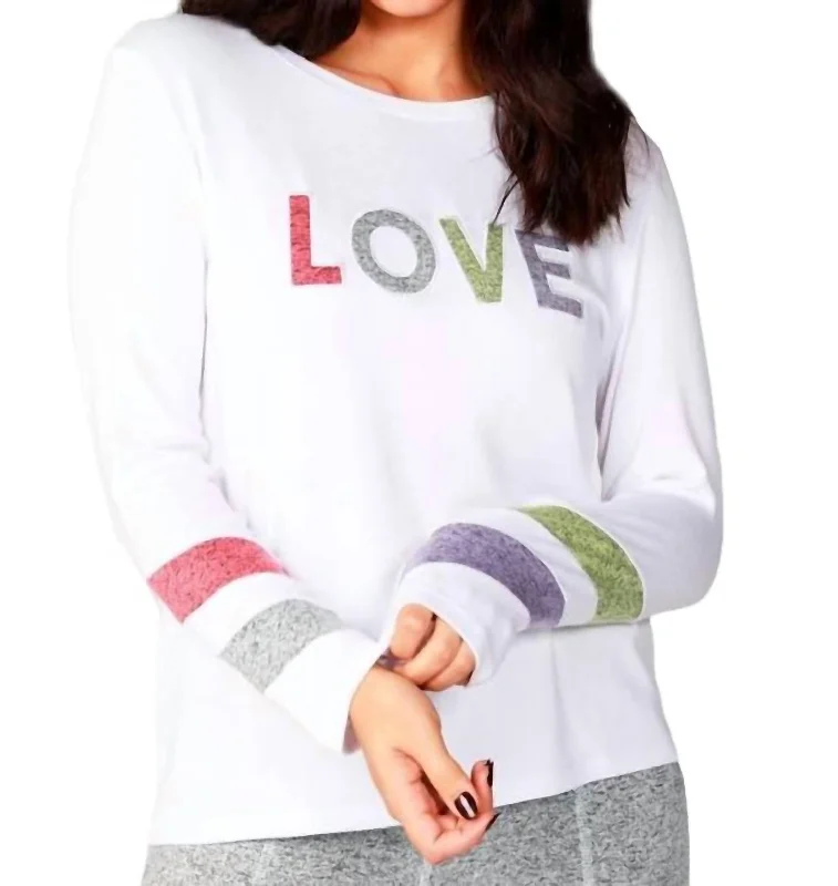 Multi Love Crew Top In White