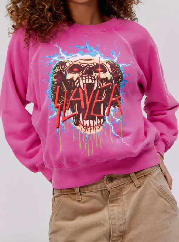 Slayer Electrified Raglan Crew In Pink