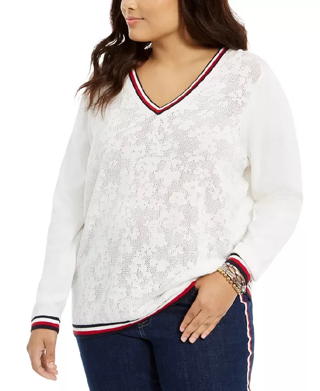 Tommy Hilfiger Women's  Pointelle Sweater White Size 0X