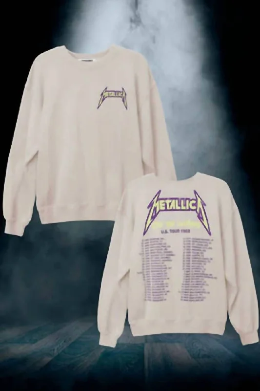 Women's Metallica Ride The Lightning Bf Crew In White