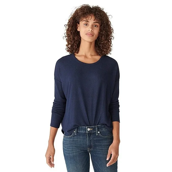 Lucky Brand Women's Hacci Crew-Neck Top Blue Size Large