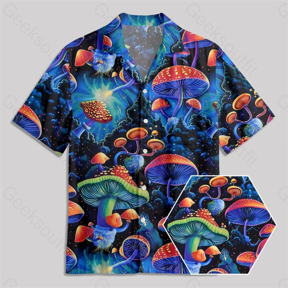 Fantasy Mushroom Forest Button Up Pocket Shirt