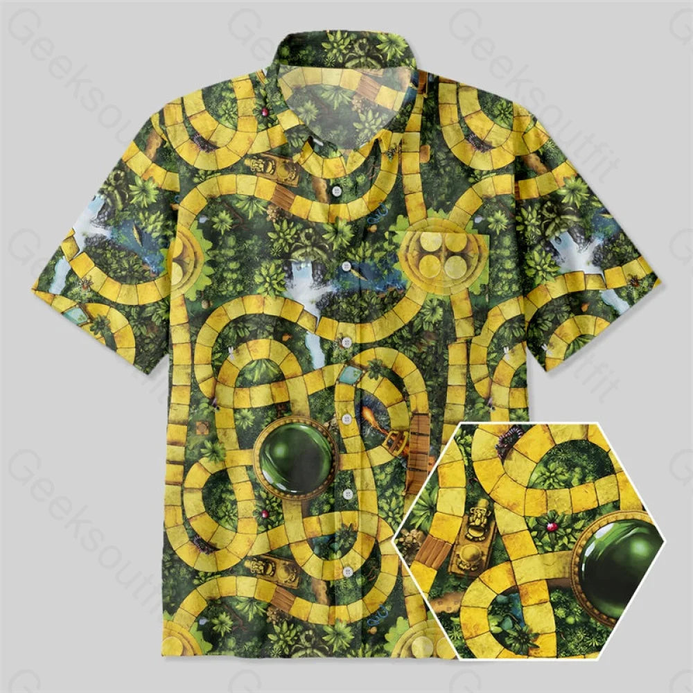 Jumanji Jungle Adventure RPG Game Button Up Pocket Shirt