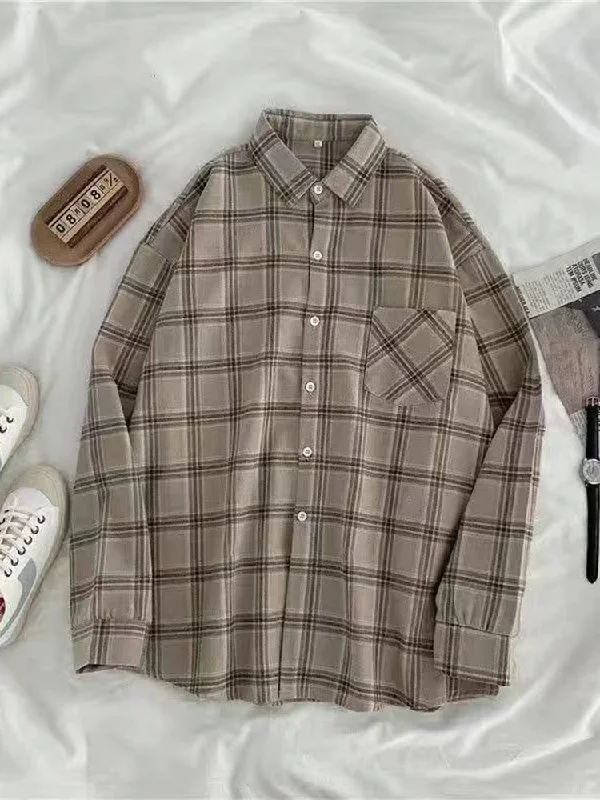 Women Vintage Plaid Shirts