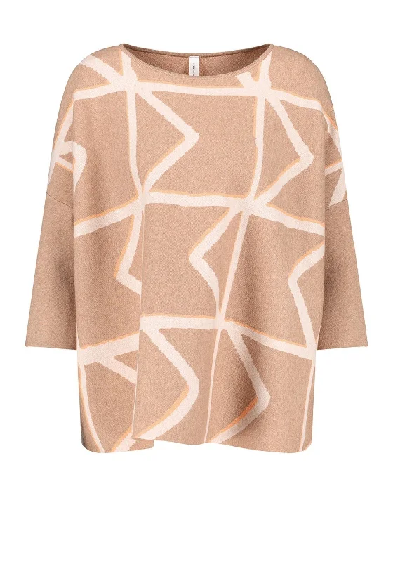 Gerry Weber Patterned Oversized Knit Jumper, Beige Multi