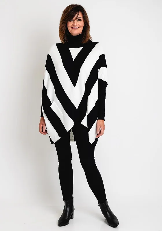 Serafina Collection Zig Zag Print Oversized Jumper, Black & White