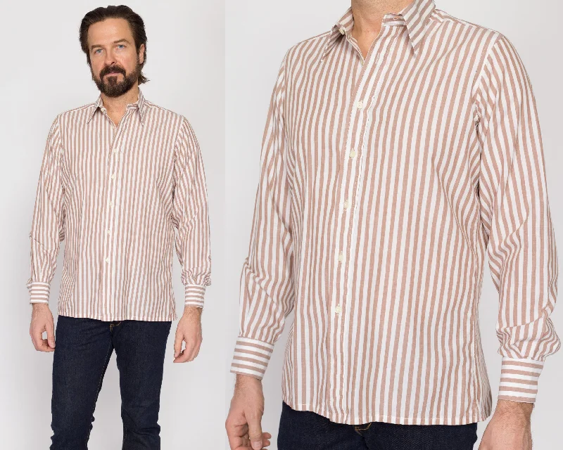 Med-Lrg 70s Yves Saint Laurent Brown & White Striped Shirt