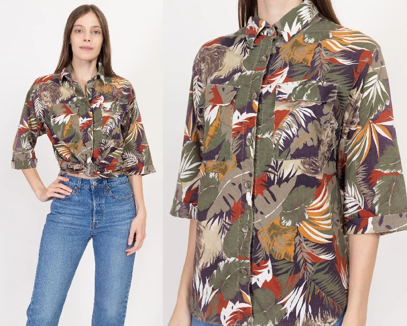 Medium 80s Lion & Leaf Print Safari Shirt