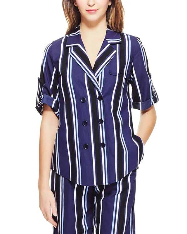 Pearl by Lela Rose Striped Camp Shirt