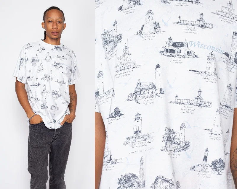 XL 90s Lighthouse All Over Print T Shirt