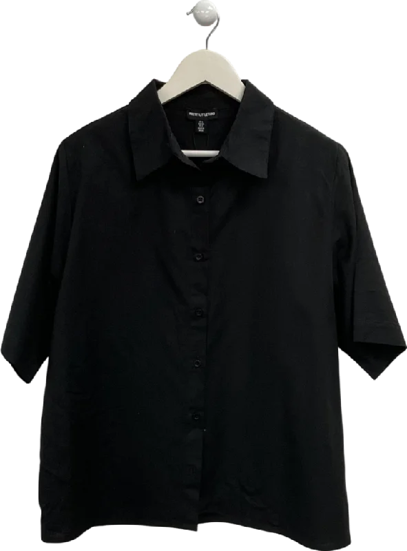 PrettyLittleThing Black Oversized Linen Feel Short Sleeve Shirt UK 6