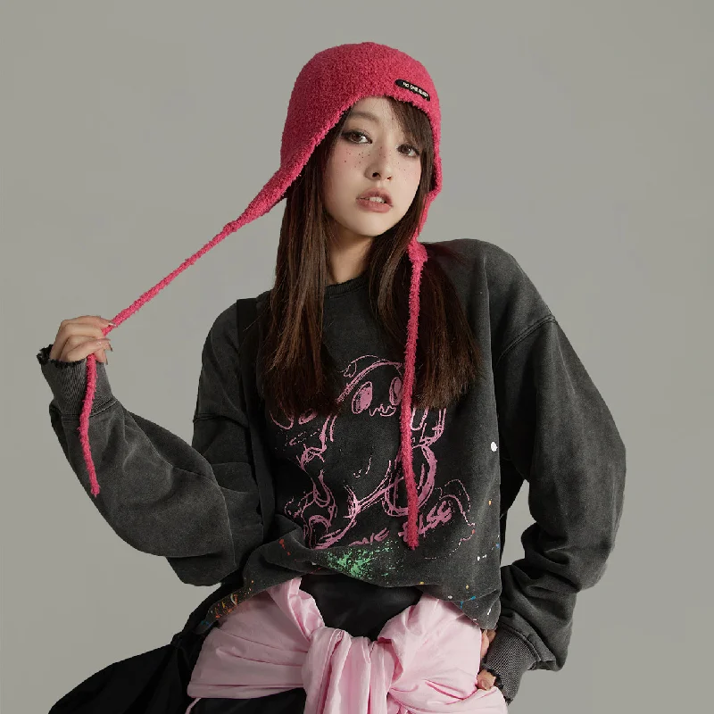 Scribble Cartoon Print Sweatshirt