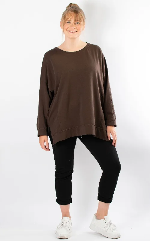 Cuffed Sleeve Sweatshirt | Chocolate