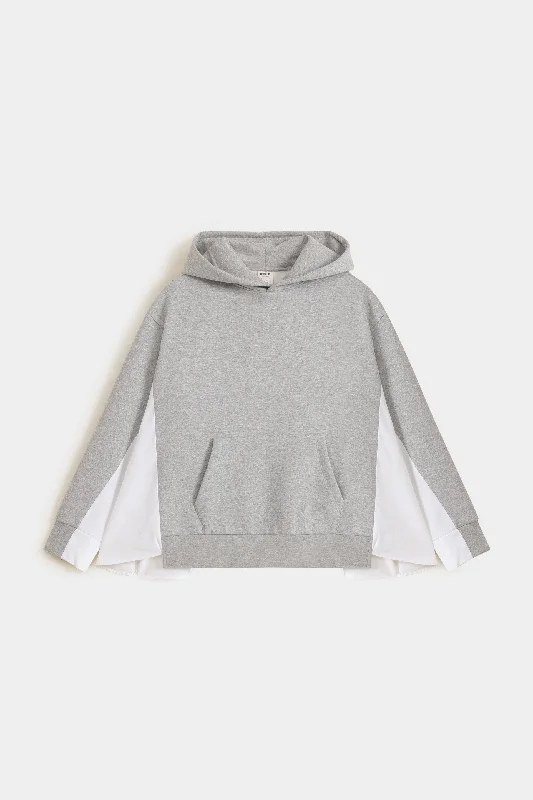 Hoodie With Woven Fabric