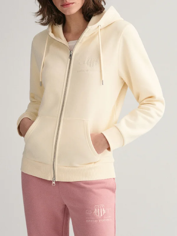 Gant Women Solid Hooded Full Sleeves Sweatshirt