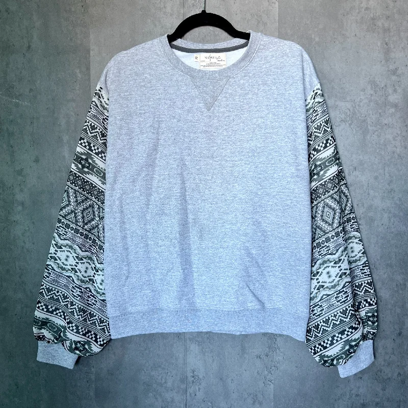 Puff Sleeve Sweatshirt - Geo Print