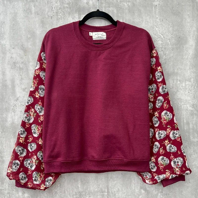 Puff Sleeve Sweatshirt - Skull Print