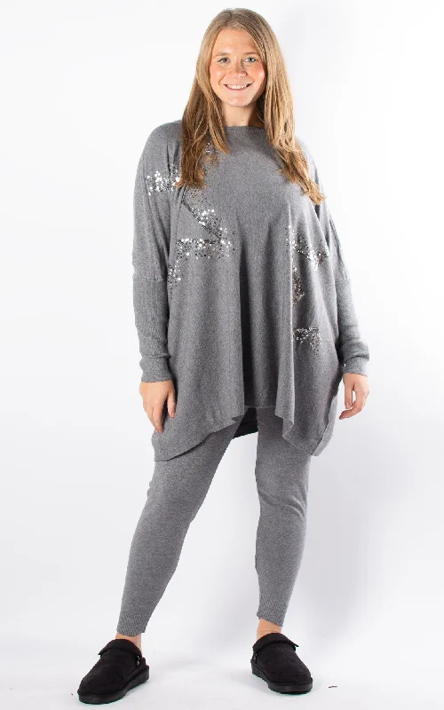 Sequin Star Lounge Set | Grey