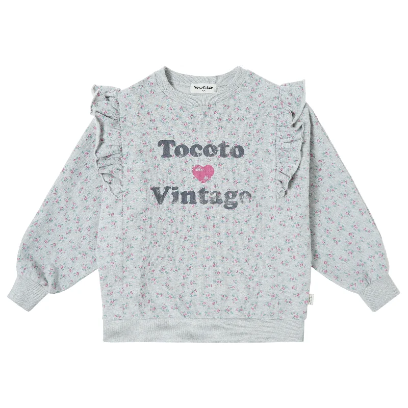 TOCOTO VINTAGE GREY FLORAL PRINT SWEATSHIRT [FINAL SALE]