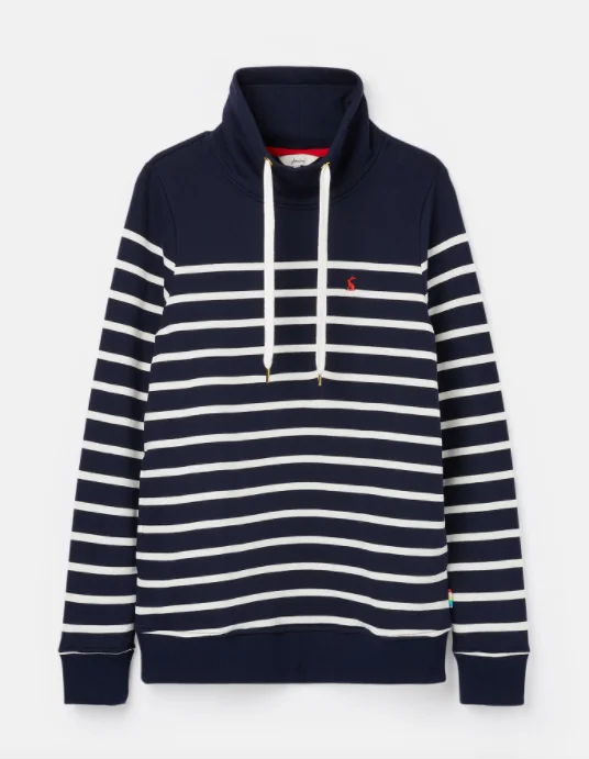 Joules Kinsley Cosy Funnel Neck Sweatshirt - Navy Stripe